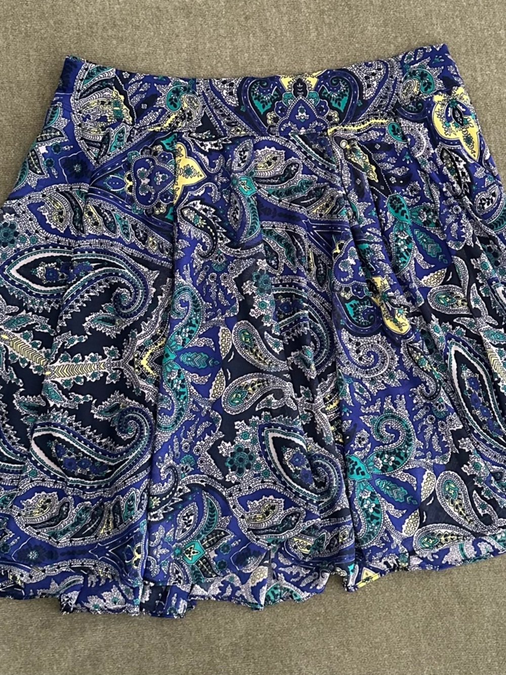 INC International Concepts Pleated Petite Short Skirt S Paisley Blue Boho